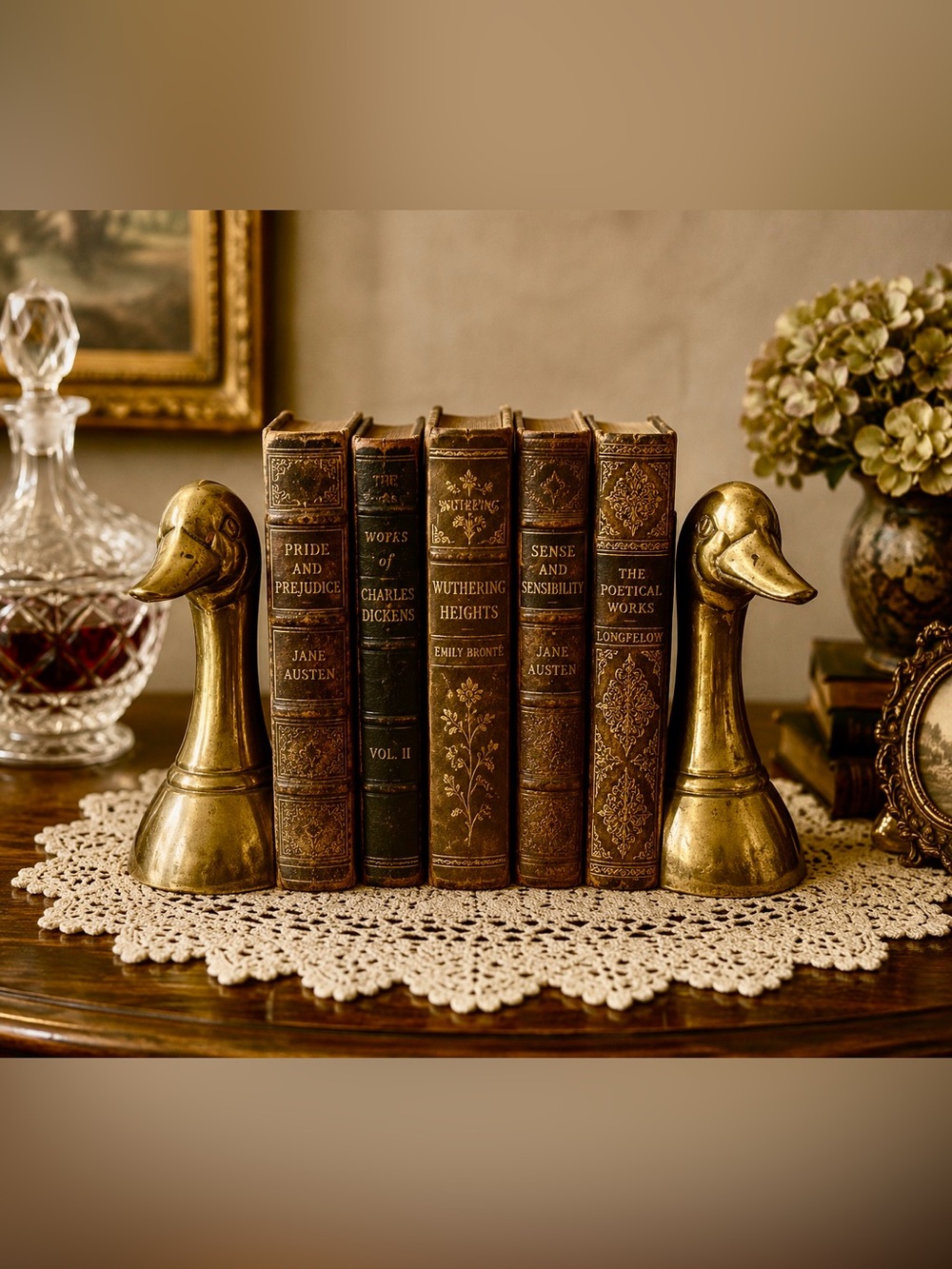 Vintage pair brass bookends MCM
